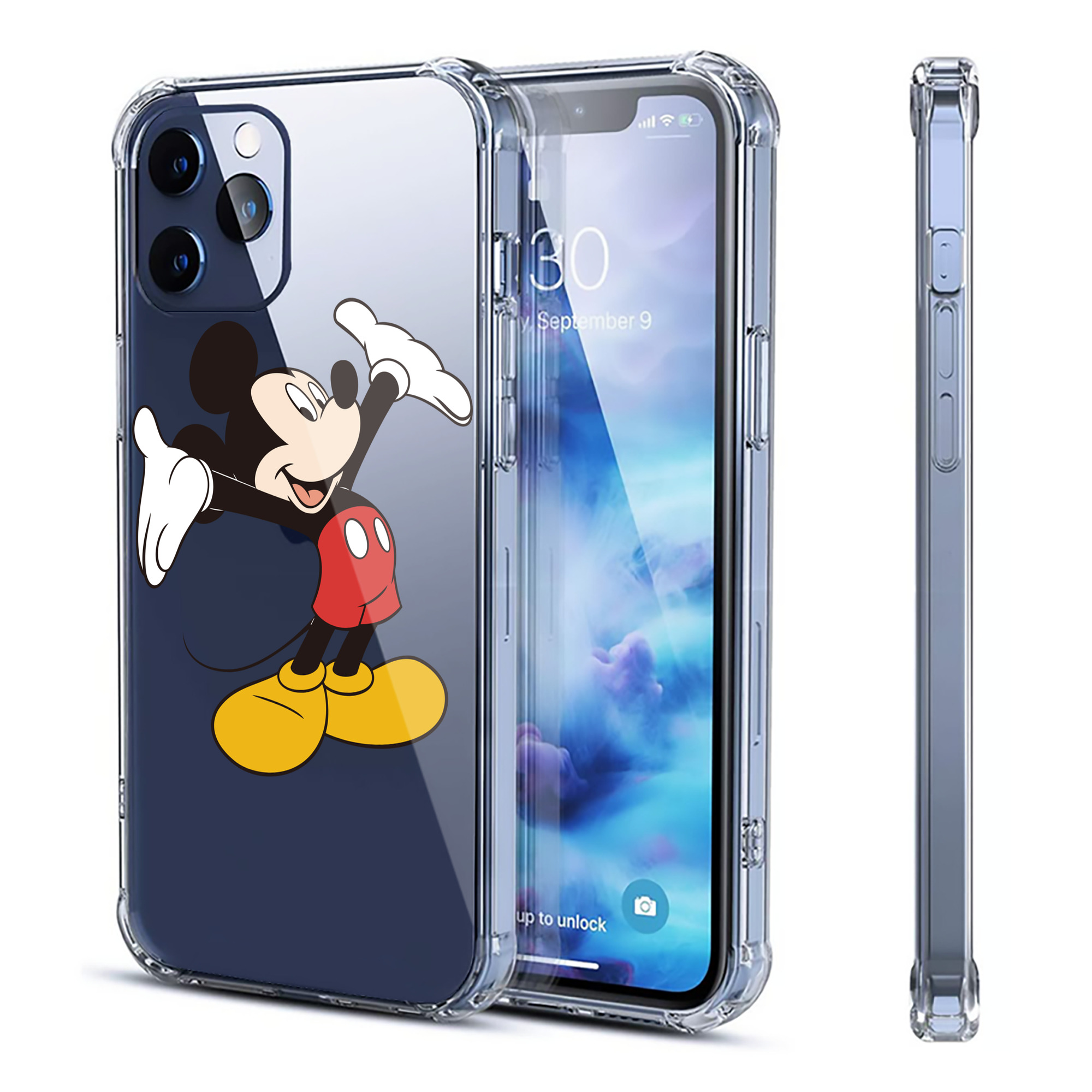 （画像用） ミッキーマウス Mickey Mouse 【iPhone 12シリーズ対応】透明スマホケース（クリアソフトケース）